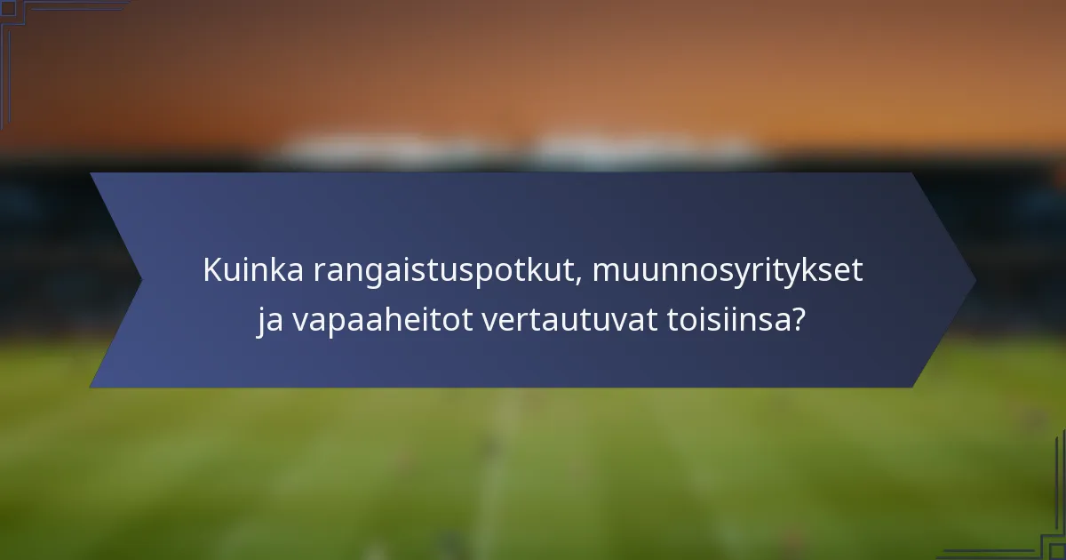 Kuinka rangaistuspotkut, muunnosyritykset ja vapaaheitot vertautuvat toisiinsa?